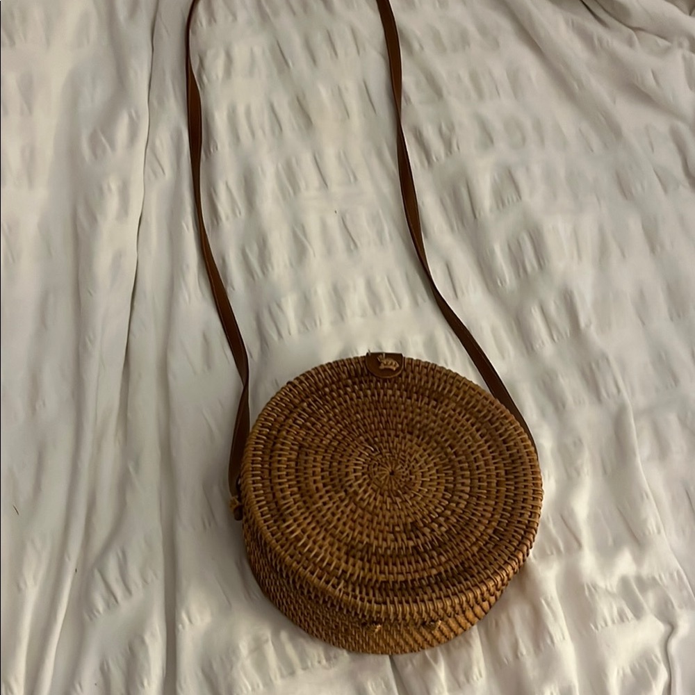 Brown Woven Crossbody Bag